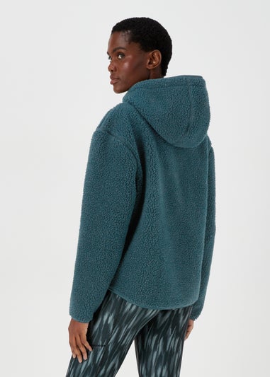 Souluxe Dark Green Hooded Fleece Jacket