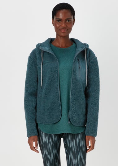 Souluxe Dark Green Hooded Fleece Jacket