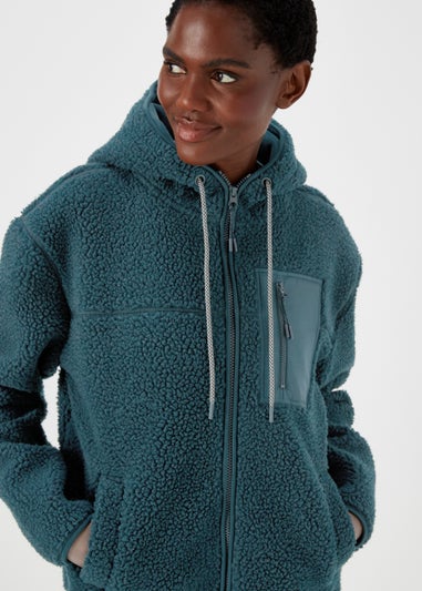 Souluxe Dark Green Hooded Fleece Jacket