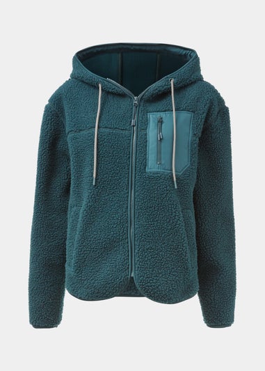 Souluxe Dark Green Hooded Fleece Jacket