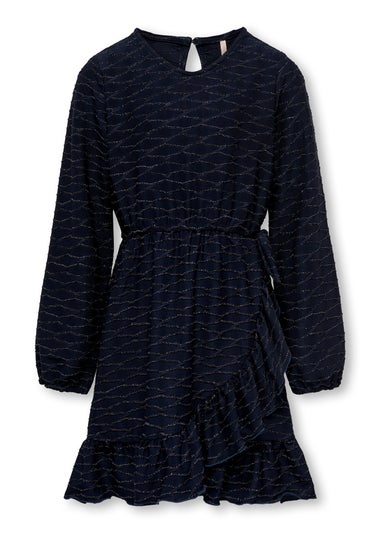 ONLY Kids Navy Glitter Long Sleeve Dress (5-14yrs)