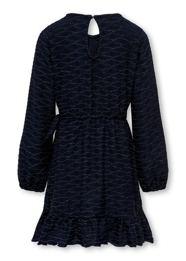 ONLY Kids Navy Glitter Long Sleeve Dress (5-14yrs)