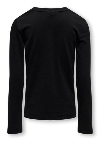 ONLY Girls Black Print Long Sleeve T-Shirt (5-14yrs)