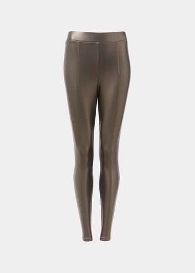 Gold PU Seam Front Leggings