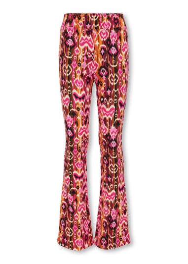 ONLY Girls Orange Print Flared Trousers (6-14yrs)