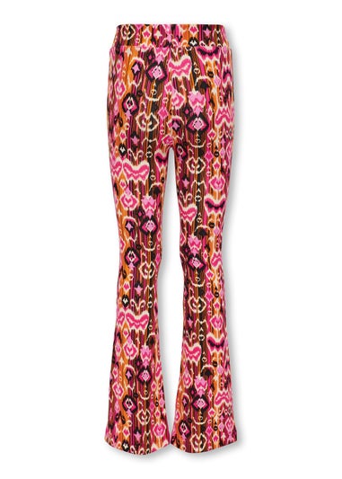 ONLY Girls Orange Print Flared Trousers (6-14yrs)