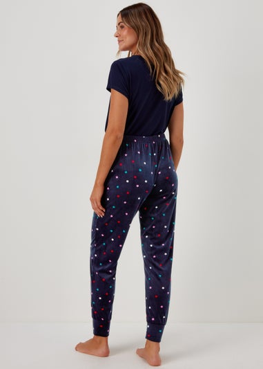 Navy Star Slinky Fleece Pyjama Bottoms