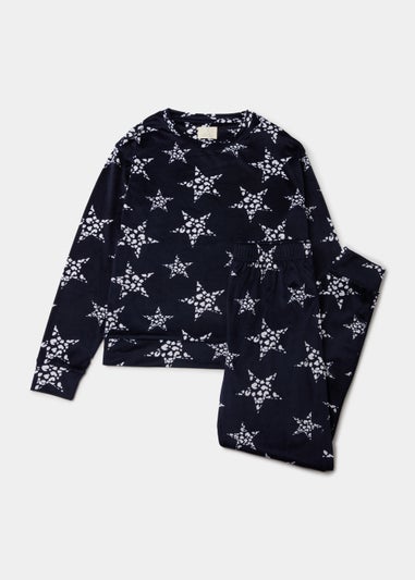 Navy Crystal Star Fleece Pyjama Set