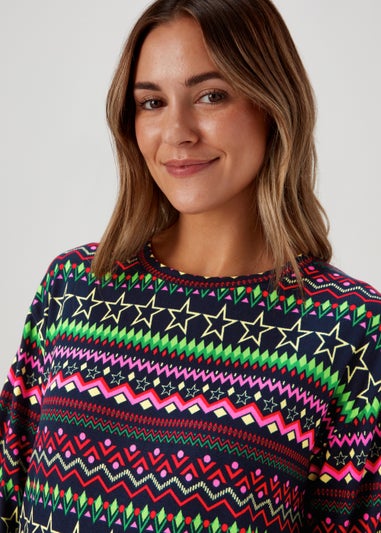 Multicoloured Neon Fair Isle Pyjama Set