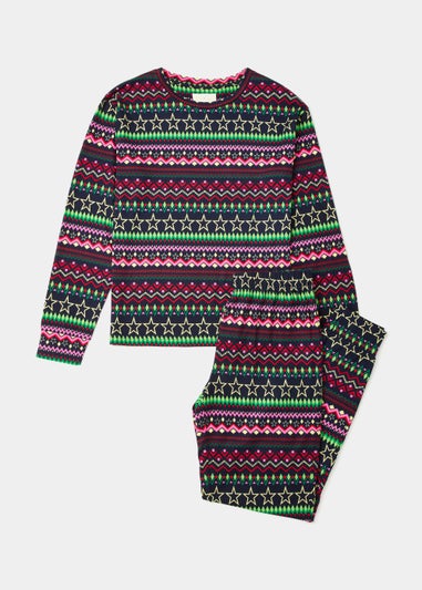 Multicoloured Neon Fair Isle Pyjama Set