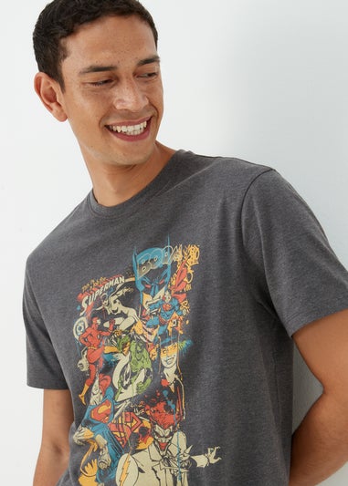 Charcoal Marl Superman Print T-Shirt