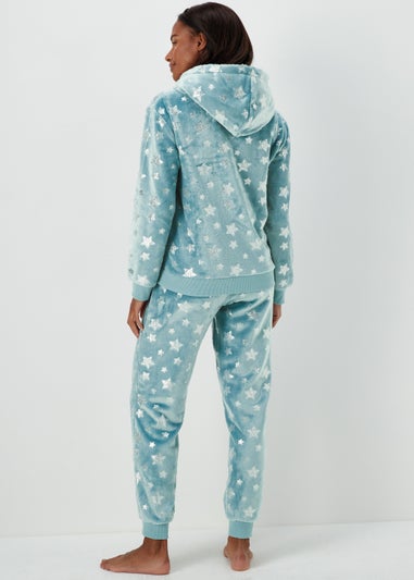 Aqua Foil Star Print Twosie Pyjama Set