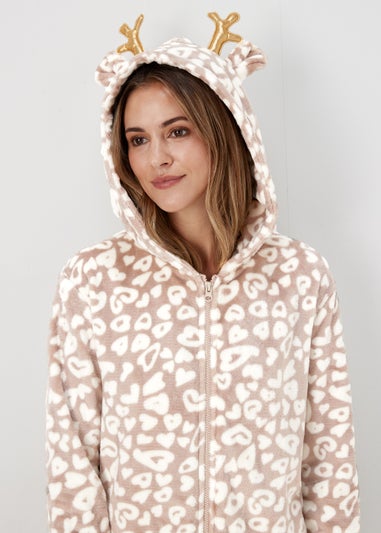 Mink Animal Print Christmas Reindeer Onesie