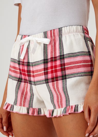 Pink & Cream Check Pyjama Shorts