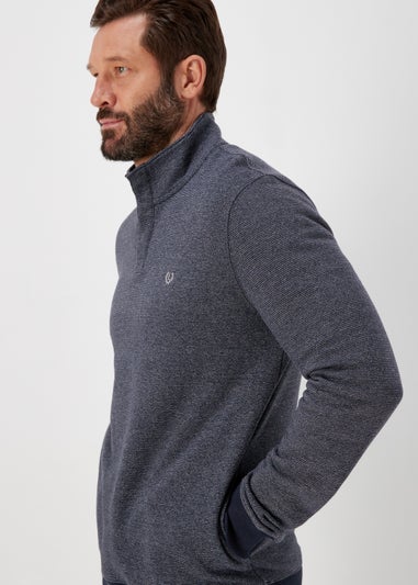 Lincoln Navy Textured Jersey 1/4 Zip Sweatshirt