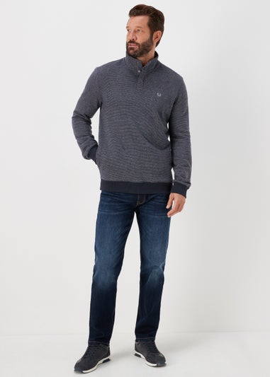 Lincoln Navy Textured Jersey 1/4 Zip Sweatshirt