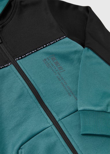 Boys Teal Sports Zip Up Tracksuit Set (4-12yrs)