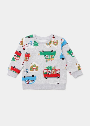 Boys Grey Marl Christmas Sweatshirt (9mths-6yrs)