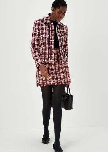 Et Vous Red Check Boucle Skirt