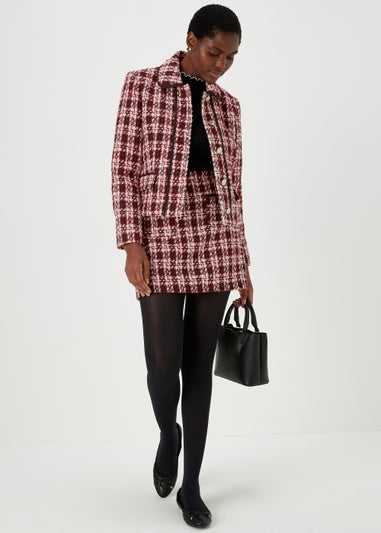 Et Vous Red Check Short Boucle Blazer