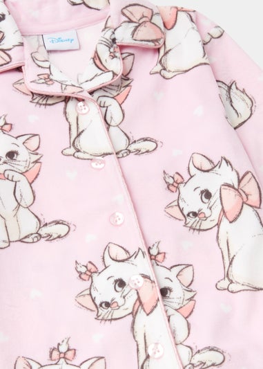 Kids Pink Disney Marie Fleece Button Up Pyjama Set (9mths-7yrs)