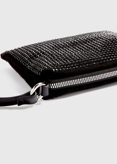 Black Diamante Cross Body Bag