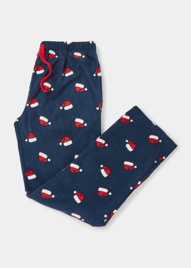 Navy Santa Hat Fleece Pyjama Bottoms