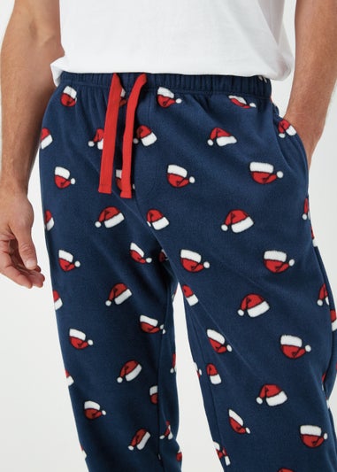 Navy Santa Hat Fleece Pyjama Bottoms