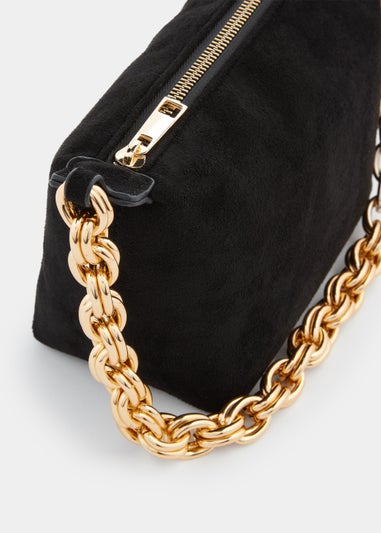 Black Suede Chain Shoulder Bag