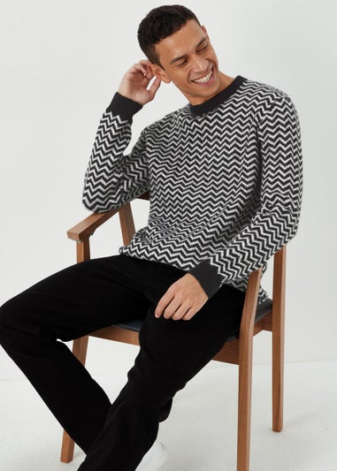 Black Zig Zag Print Sweatshirt