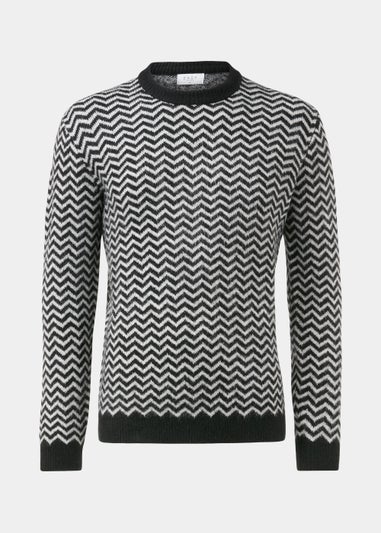 Black Zig Zag Print Sweatshirt