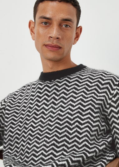 Black Zig Zag Print Sweatshirt