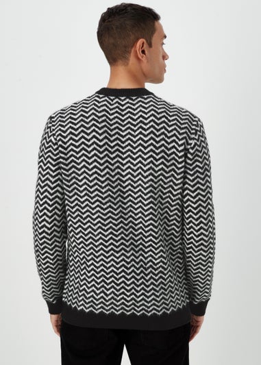 Black Zig Zag Print Sweatshirt