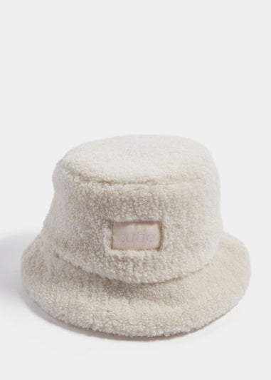 Girls Cream Borg Cutie Bucket Hat (3-10yrs)