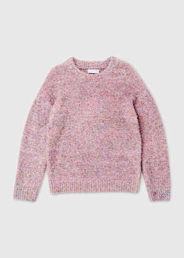 Girls Pink Tinsel Jumper (4-12yrs)