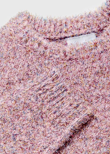 Girls Pink Tinsel Jumper (4-12yrs)