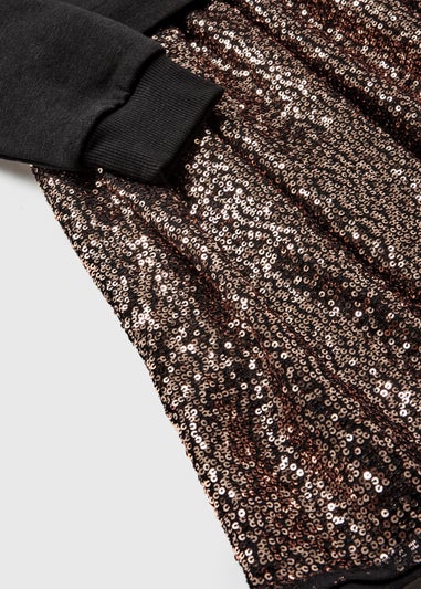 Girls Black Sequin Sweatshirt Dress (4-12yrs)