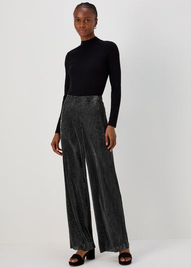 JDY Vilma Black Glitter Wide Leg Trousers