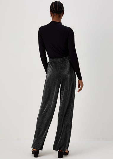 JDY Vilma Black Glitter Wide Leg Trousers