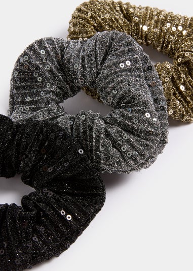 3 Piece Multicoloured Sequin Scrunchies