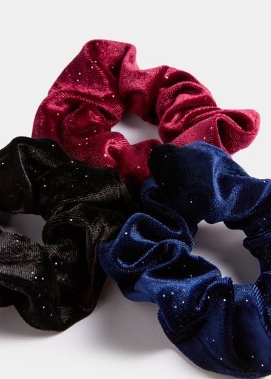 3 Pack Multicoloured Velvet Scrunchies