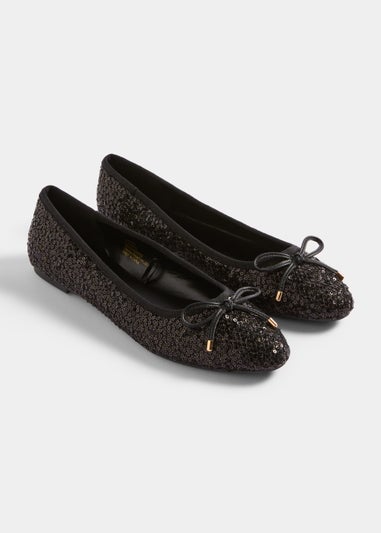 Black Sequin Ballet Flats