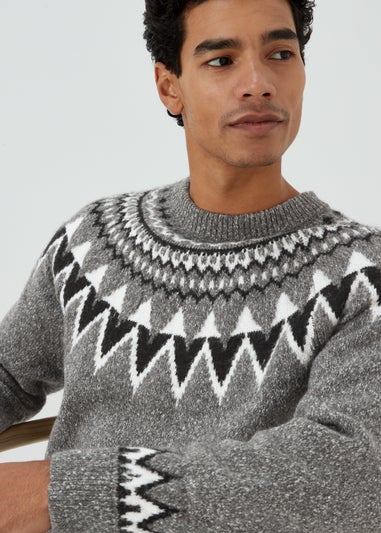 Grey Fair Isle Christmas Jumper