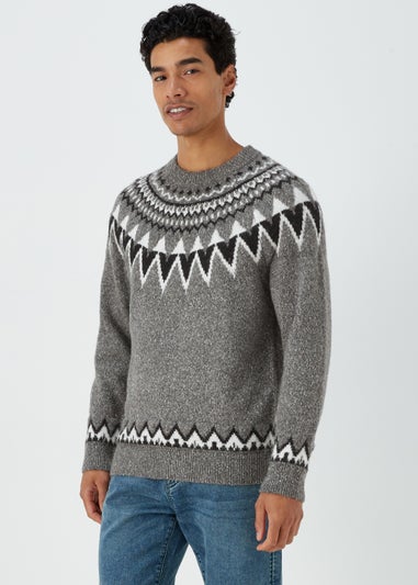 Grey Fair Isle Christmas Jumper