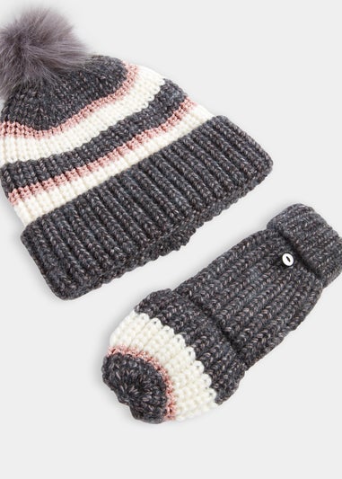 Multicoloured Metallic Stripe Flip Mittens