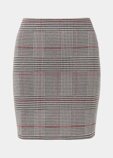 Grey Check Textured Mini Skirt