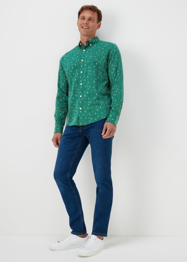 Green Christmas Print Long Sleeve Shirt