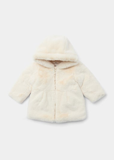 Girls Cream Faux Fur Coat (9mths-6yrs)