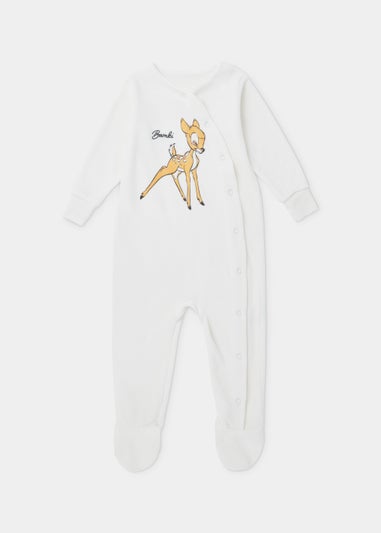 Baby Cream Disney Bambi Velour Sleepsuit (Newborn-12mths)
