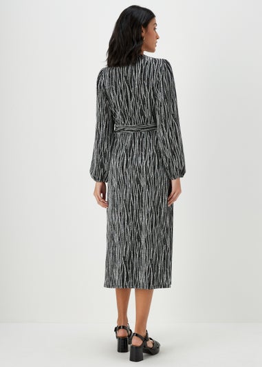 Silver Jacquard Midi Dress